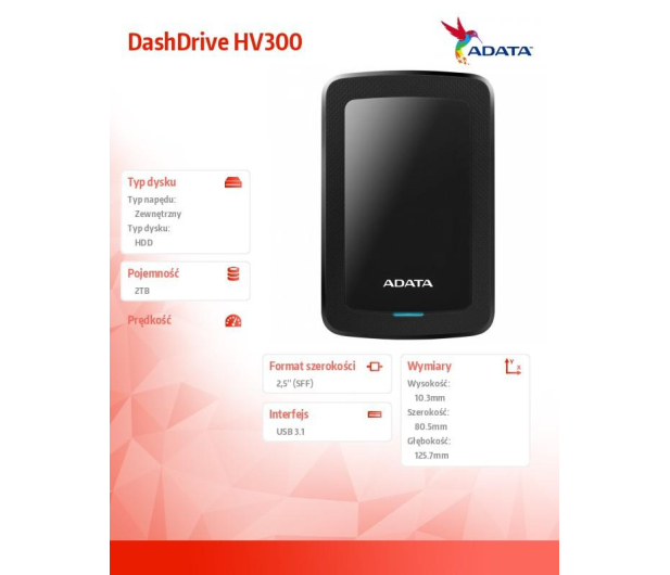 ADATA HV300 2TB USB 3.2 Gen. 1 Czarny - 427333 - zdjęcie 3